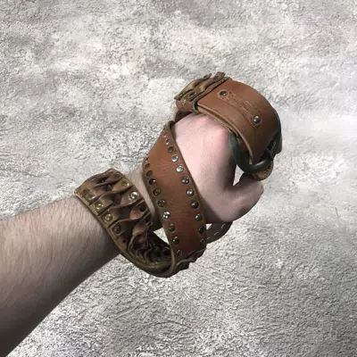 Pre-owned If Six Was Nine Vintage Y2k Japanese Belt Alt Goth Punk Rave Kanye Style In Brown