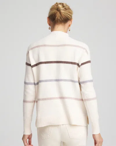 Chico's Sequined Stripe Pullover Sweater In Cream In White