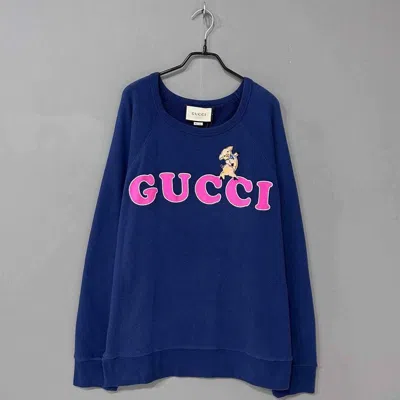 Pre-owned Gucci Pig Logo Long Sleeve Sweatshirt - Dmc In Blue