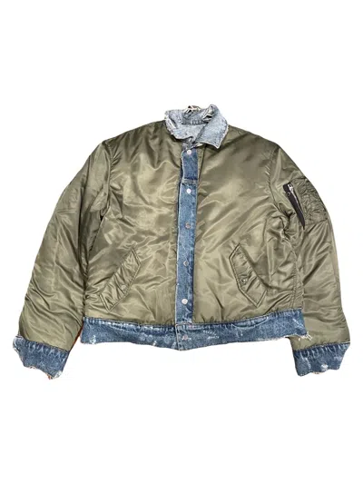 Pre-owned Amiri Reversible Denim Bomber Jacket Size Large In Blue