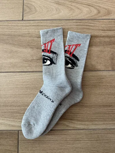 Pre-owned Saint Michael Eye Socks ‘grey' In Gray