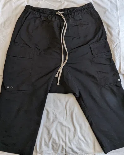 Pre-owned Rick Owens Babel Ss19 Nylon Cropped Drop-crotch Pants In Black