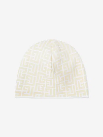 Balmain Baby Monogram Babygrow Set In Neutral