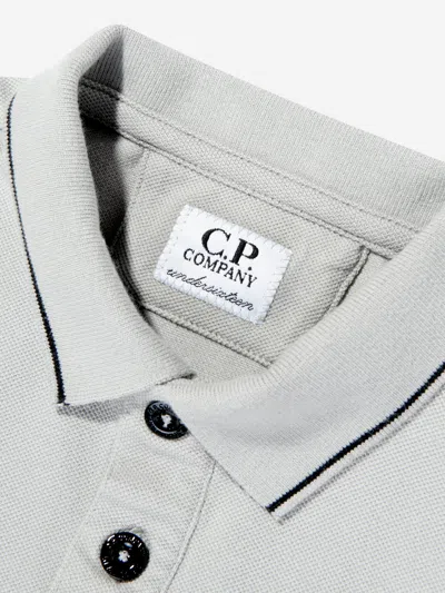 C.p. Company Boys Logo Polo Shirt In Silver