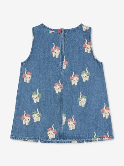 Konges Slojd Konges Sløjd Girls Magot Bow Kitty Denim Dress In Blue