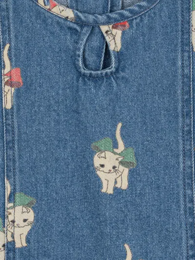 Konges Slojd Konges Sløjd Girls Magot Bow Kitty Denim Dress In Blue