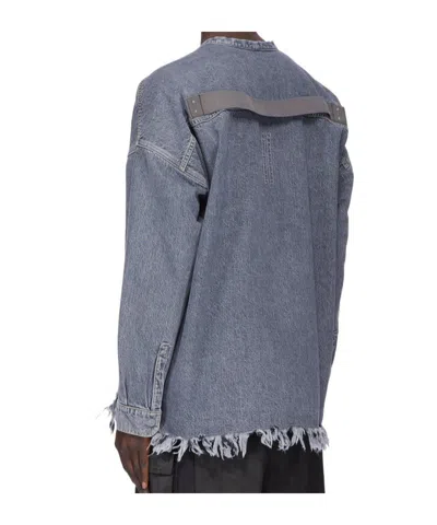 Rick Owens Drkshdw Lido Larry Distressed Denim Shirt In Blue