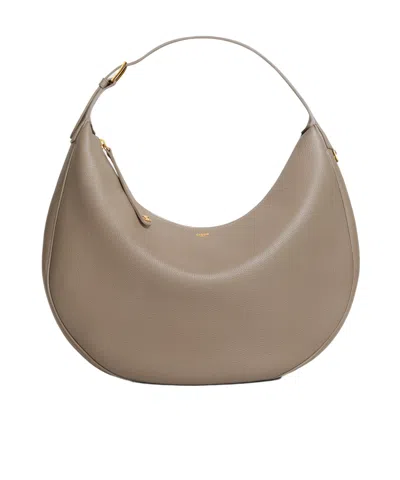 Celine Large  Lulu In Grained Calfskin In Brown