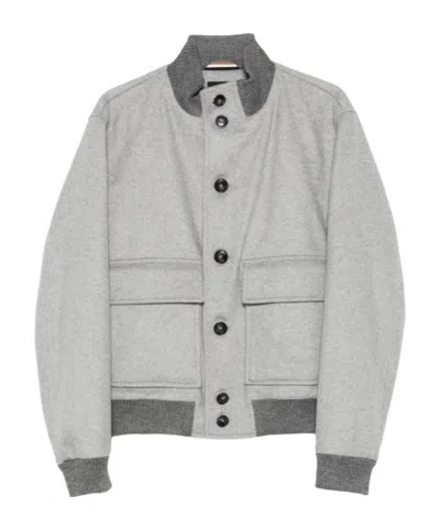 Hugo Boss Boss Boss Grey Wool Jacket With Front Pockets In Gray