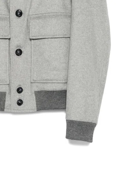 Hugo Boss Boss Boss Grey Wool Jacket With Front Pockets In Gray