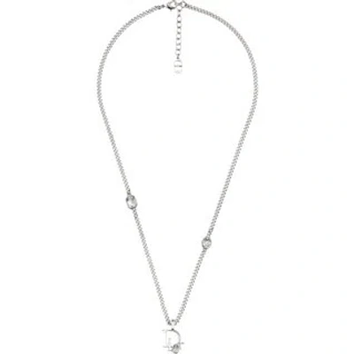 Dior Sparkle Pendant Necklace Brass With Silver-tone Finish In Metallic