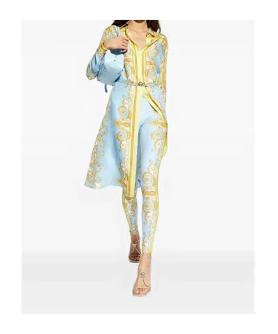 Versace Pattern-printed Leggings In Blue