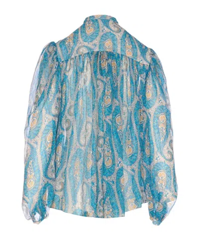 Etro Multicolor Silk Pattern Shirt In Blue