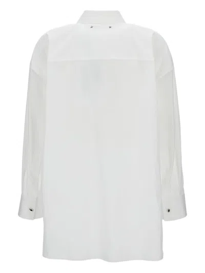 Golden Goose Oversized White Cotton Shirt With Pleated Bib And Jewel Buttons In White