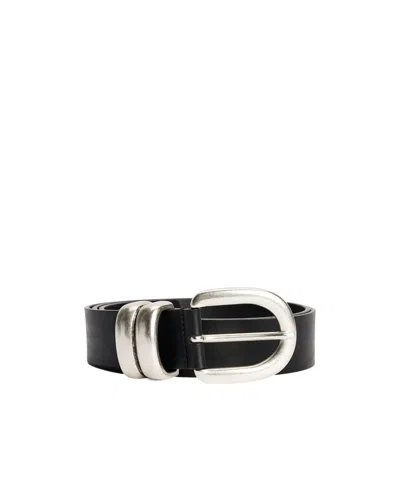 By Malene Birger Zoira Silver-tone Buckle Belt In Black