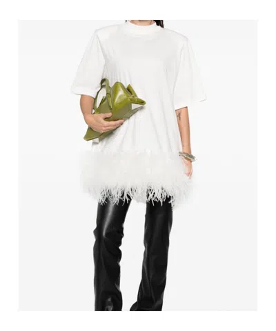 Attico Round Neck Dress In White