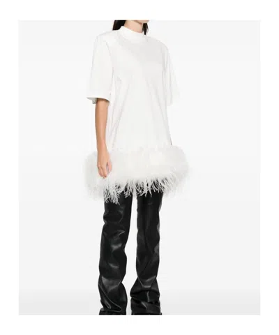 Attico Round Neck Dress In White