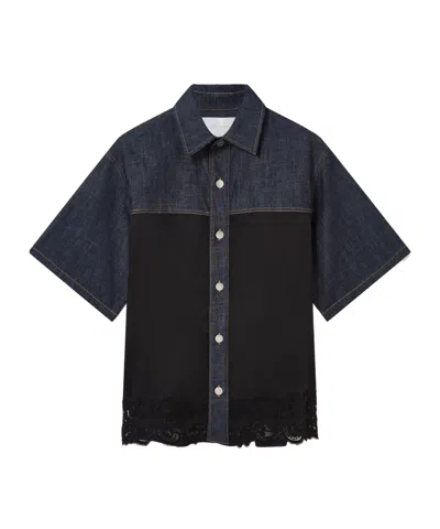 Stella Mccartney Lace Detailed Short-sleeve Shirt In Black