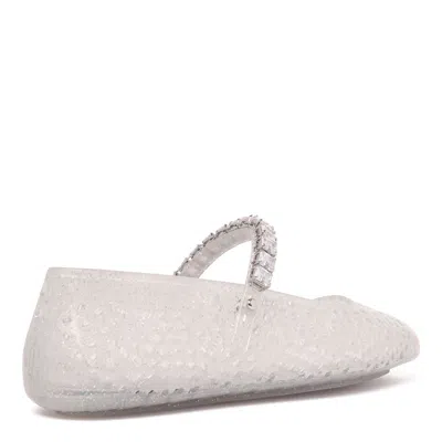 Jimmy Choo Square Toe Ballerinas With Crystal Strap In White