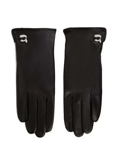 Karl Lagerfeld Ikon Pin Gloves In Black
