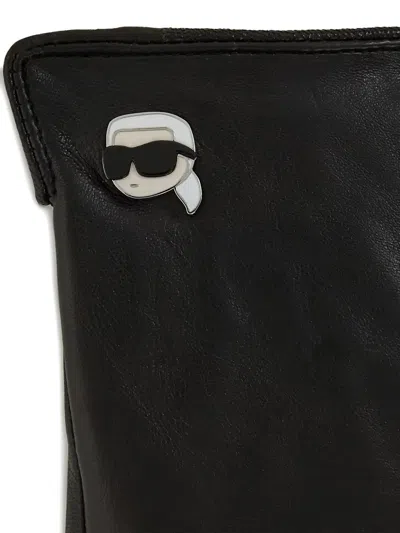 Karl Lagerfeld Ikon Pin Gloves In Black