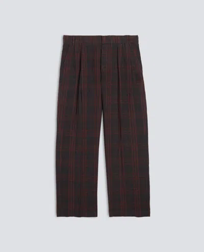 Aspesi Micro-patterned Cotton Linen Trousers In Brown