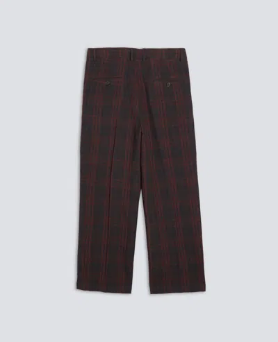 Aspesi Micro-patterned Cotton Linen Trousers In Brown