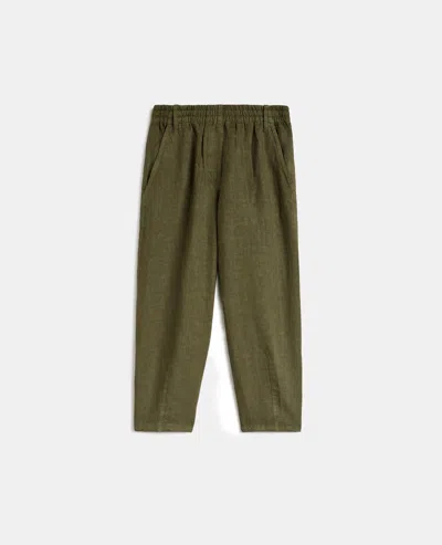 Aspesi Garment-dyed Linen Trousers In Green