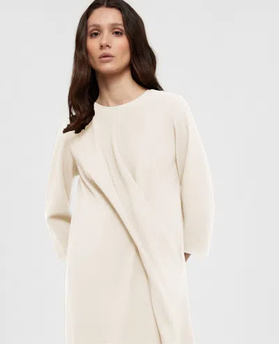Aspesi Tunic Midi Dress With Draping In Neutral