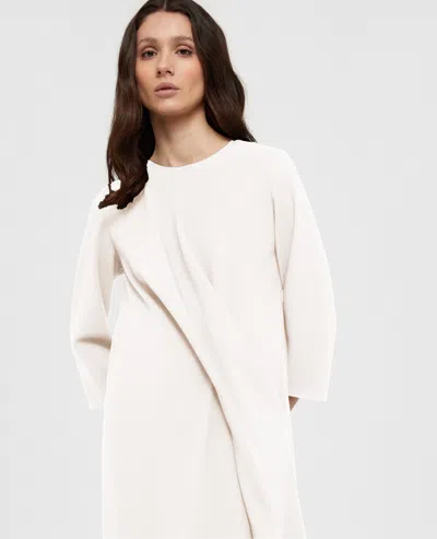 Aspesi Tunic Midi Dress With Draping In Neutral