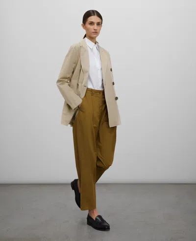 Aspesi Double-breasted Cotton Poplin Pea Coat In Brown