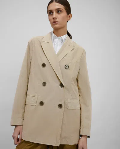 Aspesi Double-breasted Cotton Poplin Pea Coat In Brown