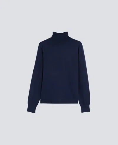 Aspesi Merino Wool Turtleneck Sweater In Blue