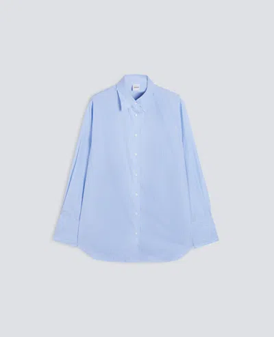 Aspesi Structured Cotton Poplin Shirt In Blue