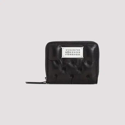 Maison Margiela Black Sheepskin Wallet In Pattern