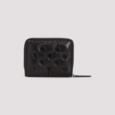 Maison Margiela Black Sheepskin Wallet In Pattern