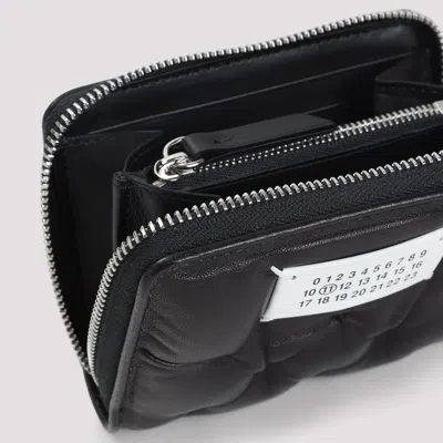 Maison Margiela Black Sheepskin Wallet In Pattern