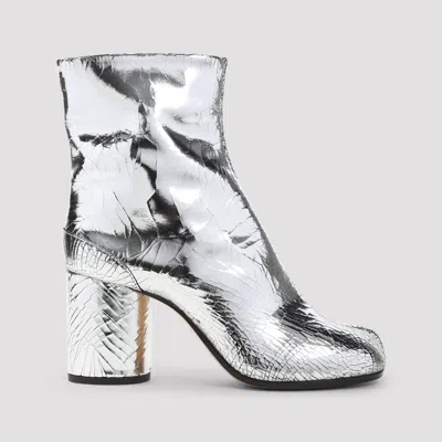 Maison Margiela Silver Leather Sheepskin Boots In Silver