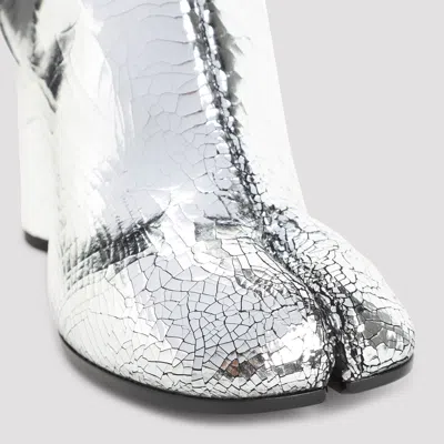 Maison Margiela Silver Leather Sheepskin Boots In Silver