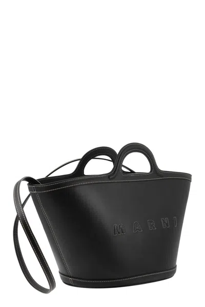 Marni Black Leather Small Tropicalia Bag In Black