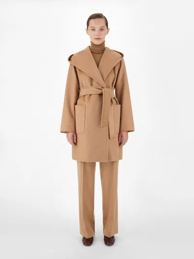 Max Mara Camel Rialto Camel Wool Robe Coat In Brown