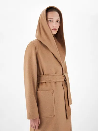 Max Mara Camel Rialto Camel Wool Robe Coat In Brown