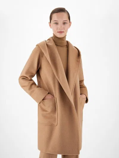 Max Mara Camel Rialto Camel Wool Robe Coat In Brown