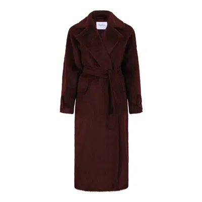 Max Mara Alpaca Wool Ciliegia Coat In Burgundy