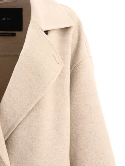 Max Mara Atelier "angel" Coat In Neutral