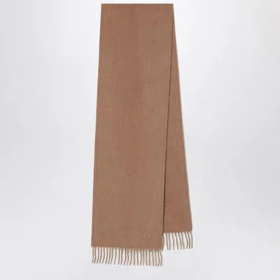 Max Mara Camel Scarf With Monogram Embroidery In Brown