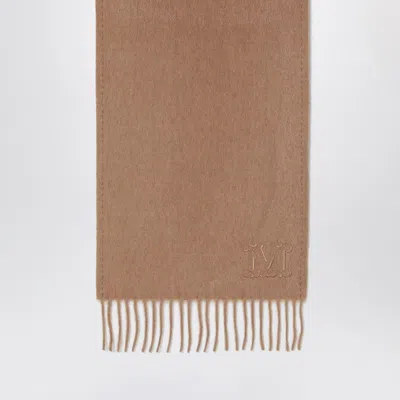 Max Mara Camel Scarf With Monogram Embroidery In Brown