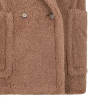Max Mara Camel-silk Beige Coat In Brown