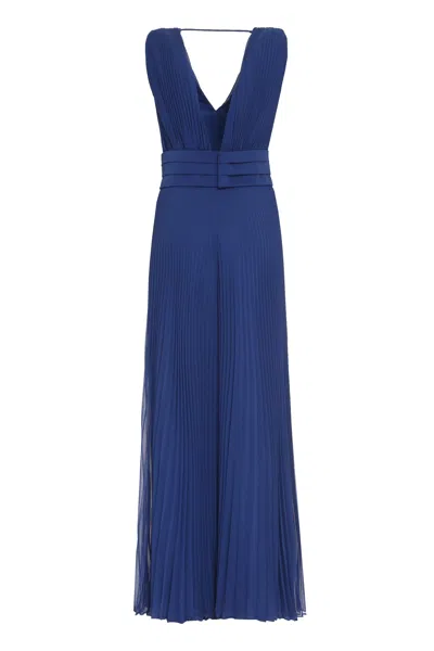 Max Mara Gennaro Pleated Jumpsuit In Blue