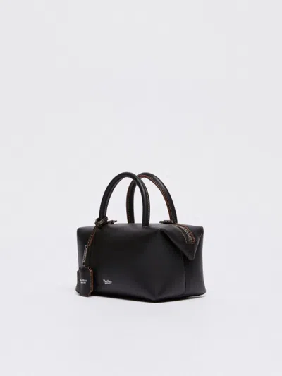 Max Mara Medium Natural Leather Bowler Bag In Black